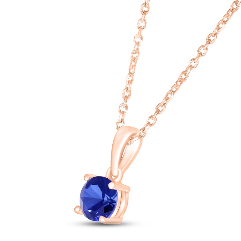 Blue Lab-Created Sapphire Birthstone Necklace 10K Rose Gold 18"