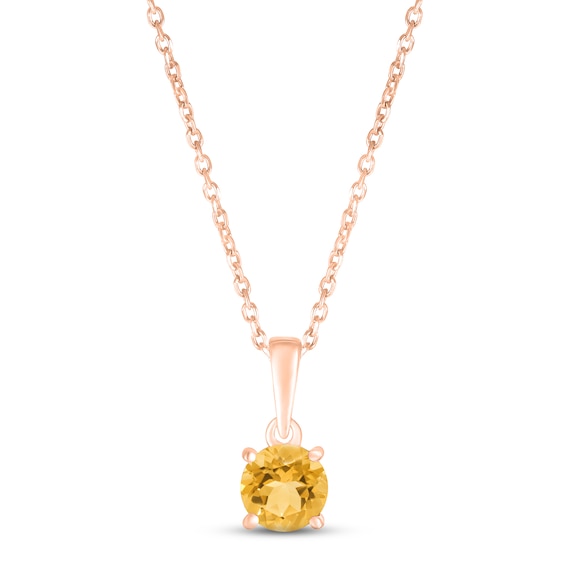 Citrine Birthstone Necklace 10K Rose Gold 18"