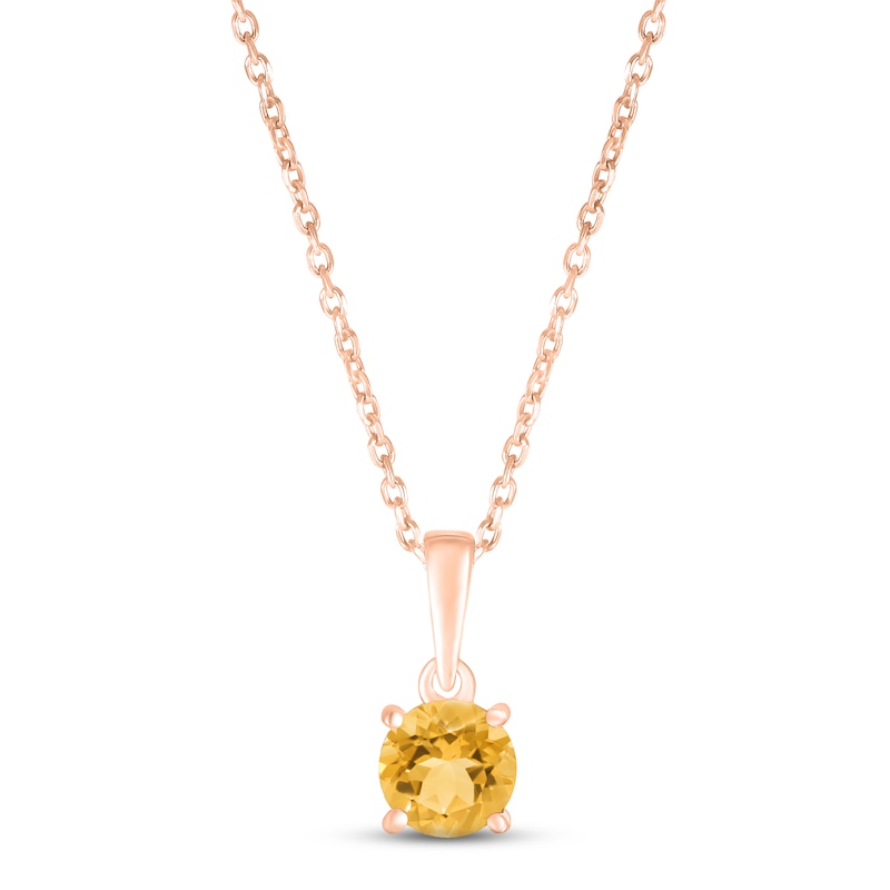 Main Image 1 of Citrine Birthstone Necklace 10K Rose Gold 18"