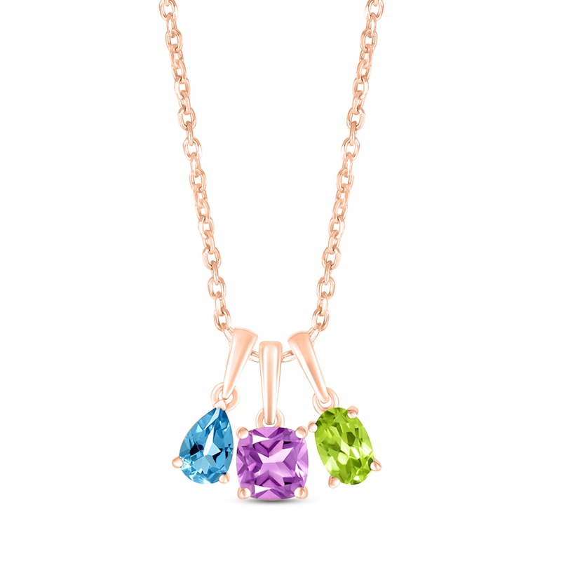 Lab-Created Emerald Birthstone Necklace 10K Rose Gold 18"