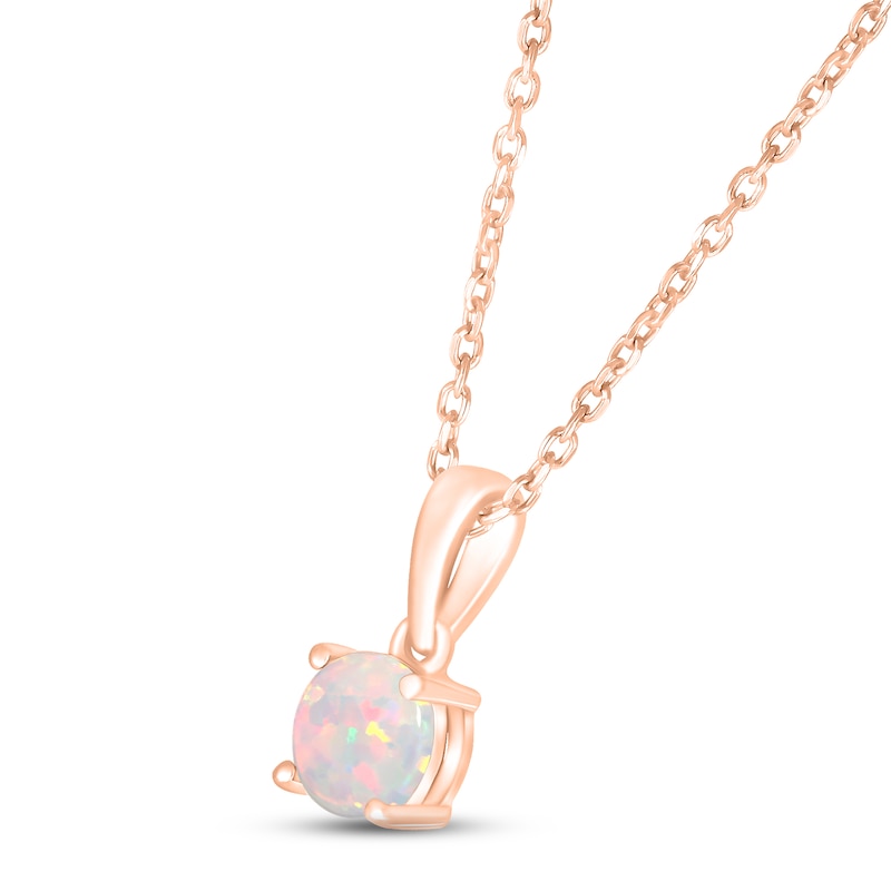Main Image 2 of Lab-Created Opal Birthstone Necklace 10K Rose Gold 18&quot;
