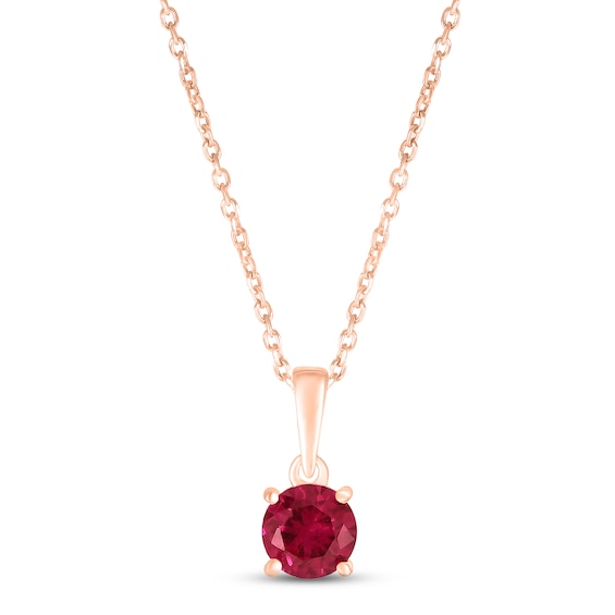 Lab-Created Ruby Birthstone Necklace 10K Rose Gold 18"
