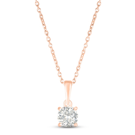 White Lab-Created Sapphire Birthstone Necklace 10K Rose Gold 18"