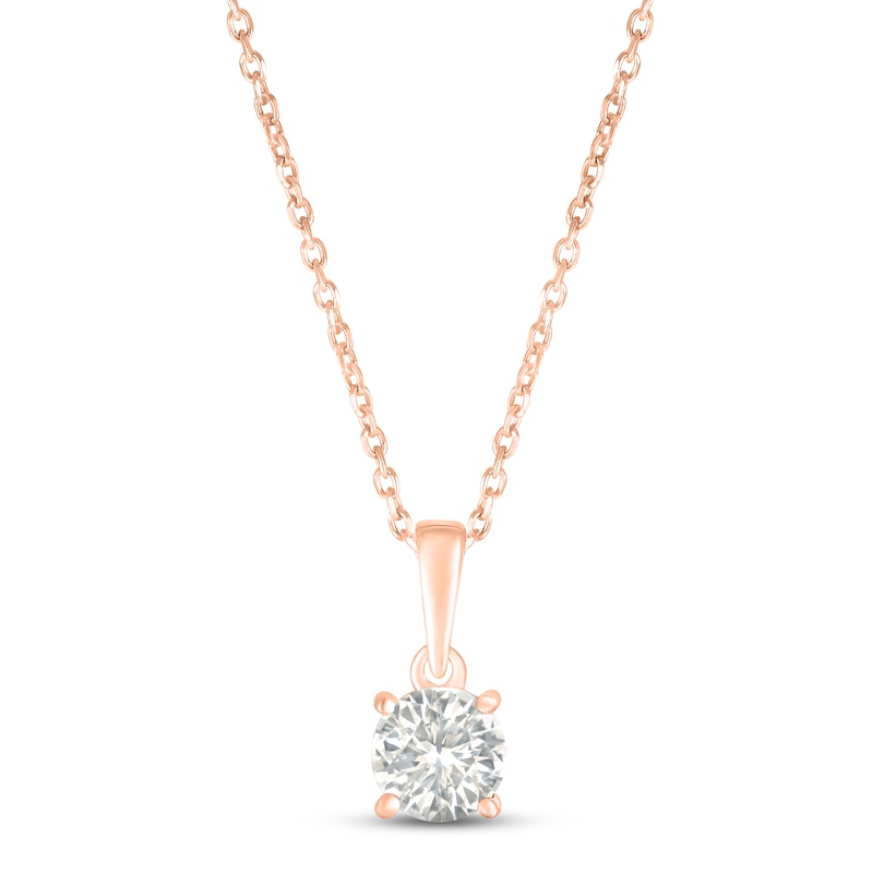 Main Image 1 of White Lab-Created Sapphire Birthstone Necklace 10K Rose Gold 18"