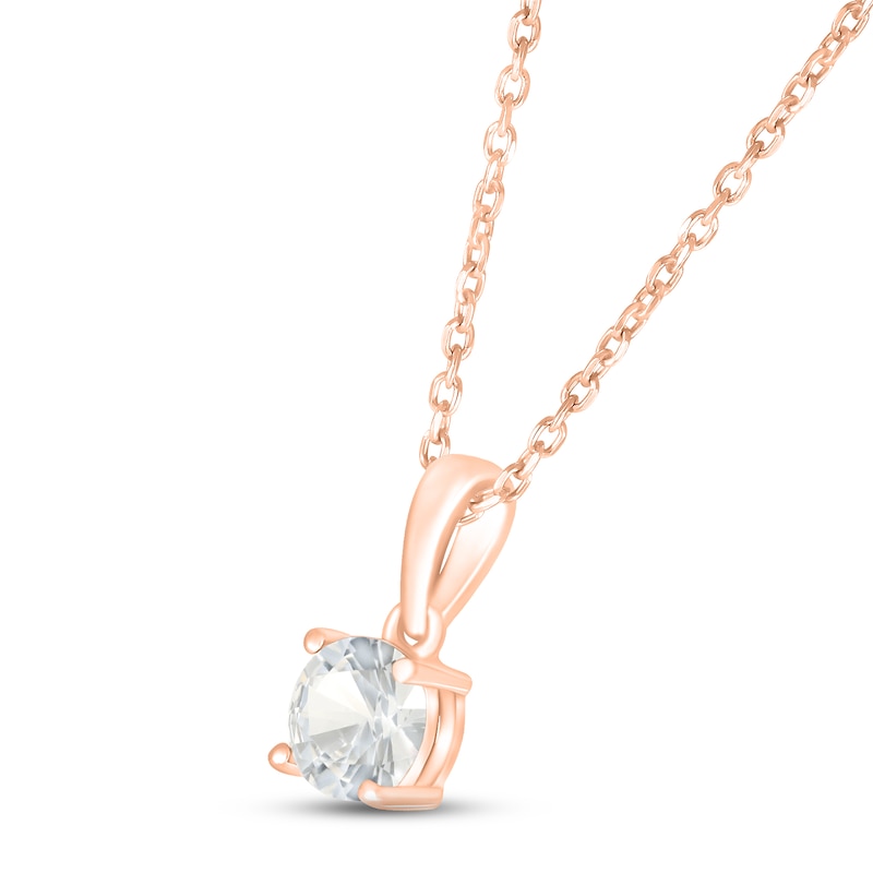 Main Image 2 of White Lab-Created Sapphire Birthstone Necklace 10K Rose Gold 18"
