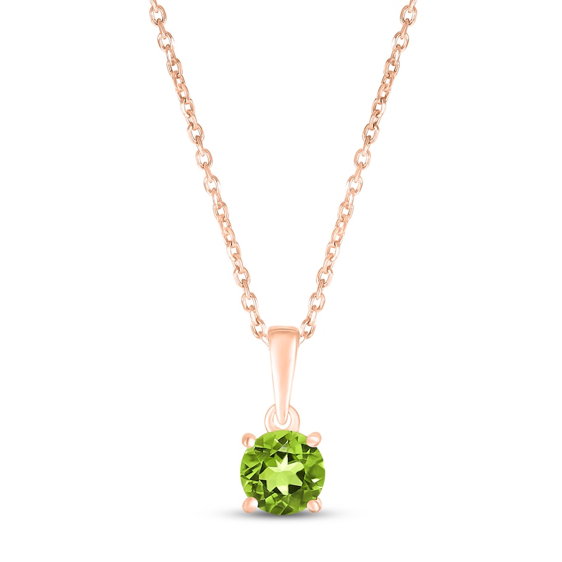 Main Image 1 of Peridot Birthstone Necklace 10K Rose Gold 18&quot;
