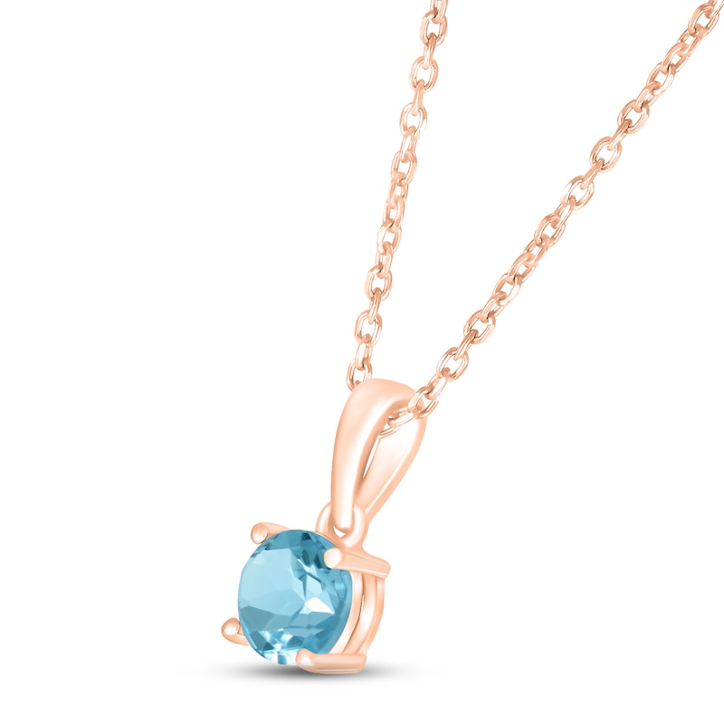 Main Image 2 of Swiss Blue Topaz Birthstone Necklace 10K Rose Gold 18&quot;