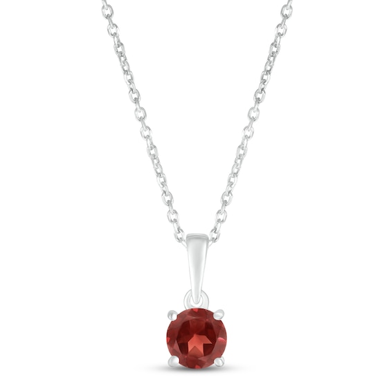 Garnet Birthstone Necklace 10K White Gold 18"