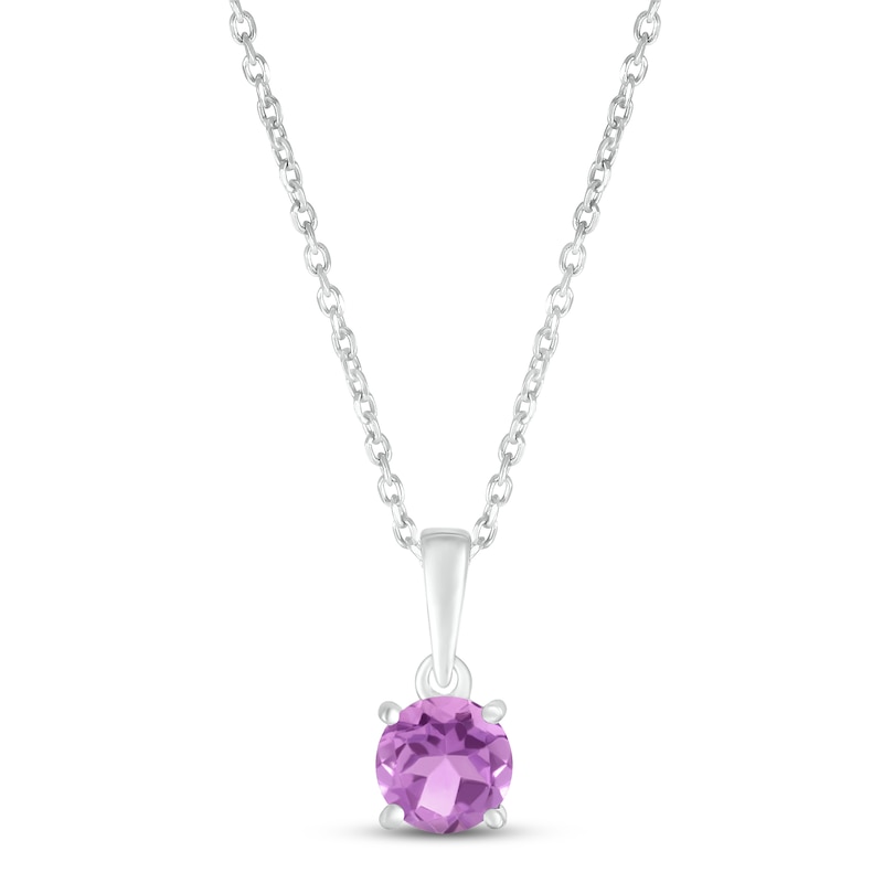 Amethyst Birthstone Necklace 10K White Gold 18"