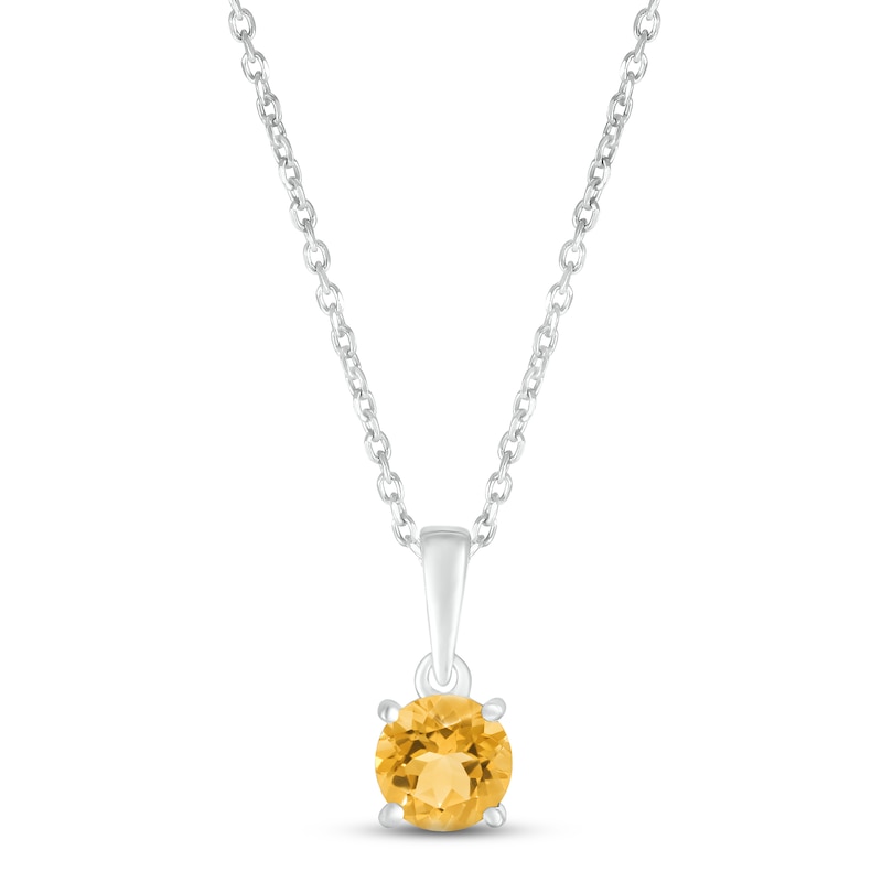 Citrine Birthstone Necklace 10K White Gold 18"