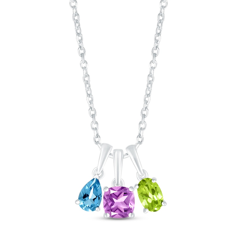 Lab-Created Emerald Birthstone Necklace 10K White Gold 18"