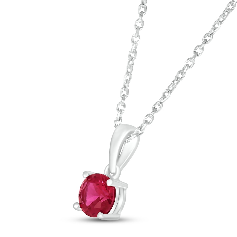 Main Image 2 of Lab-Created Ruby Birthstone Necklace 10K White Gold 18&quot;