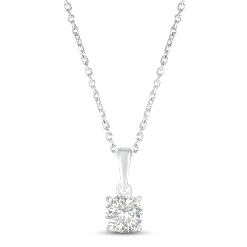 White Lab-Created Sapphire Birthstone Necklace 10K White Gold 18"