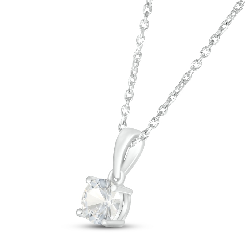 White Lab-Created Sapphire Birthstone Necklace 10K White Gold 18"