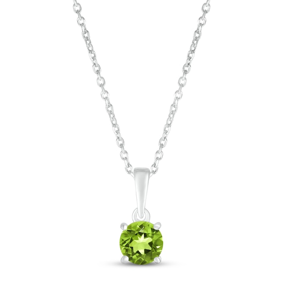 Peridot Birthstone Necklace 10K White Gold 18
