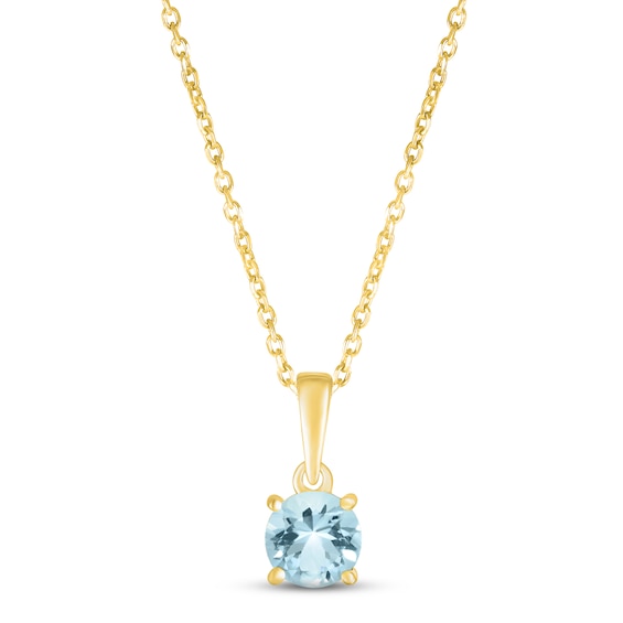 Aquamarine Birthstone Necklace 10K Yellow Gold 18"