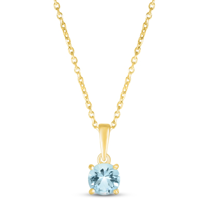 Aquamarine Birthstone Necklace 10K Yellow Gold 18