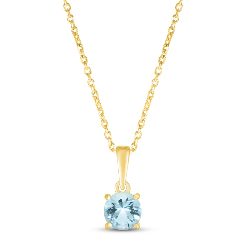 Main Image 1 of Aquamarine Birthstone Necklace 10K Yellow Gold 18&quot;