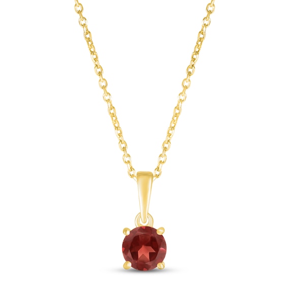 Garnet Birthstone Necklace 10K Yellow Gold 18"