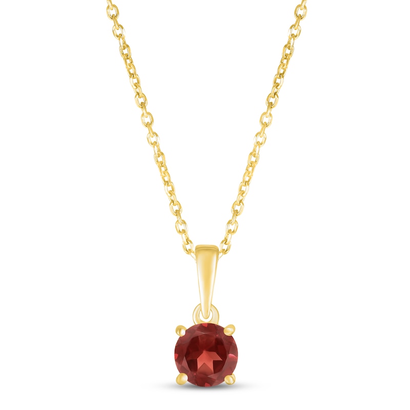 Garnet Birthstone Necklace 10K Yellow Gold 18"