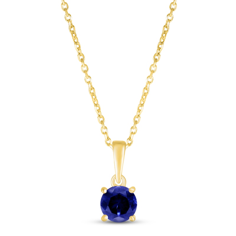 Blue Lab-Created Sapphire Birthstone Necklace 10K Yellow Gold 18"