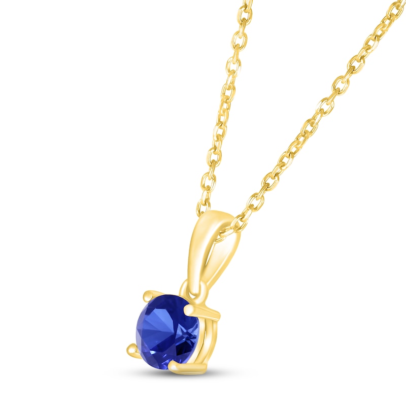 Main Image 2 of Blue Lab-Created Sapphire Birthstone Necklace 10K Yellow Gold 18&quot;