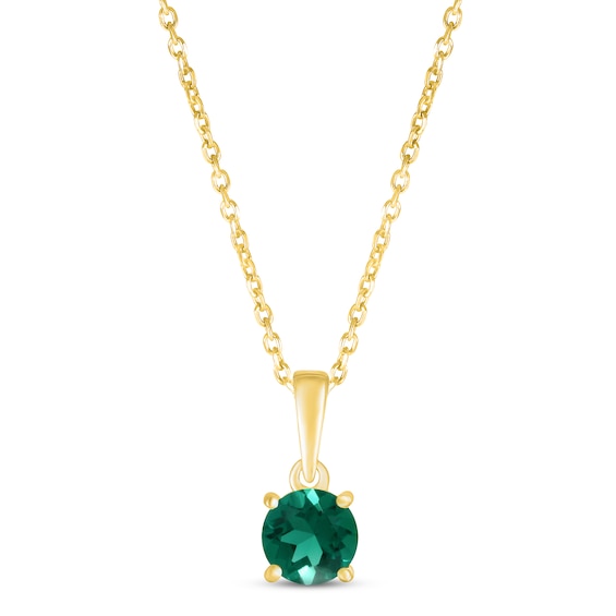 Lab-Created Emerald Birthstone Necklace 10K Gold 18