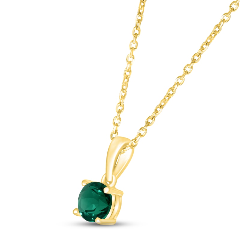 Main Image 2 of Lab-Created Emerald Birthstone Necklace 10K Yellow Gold 18&quot;