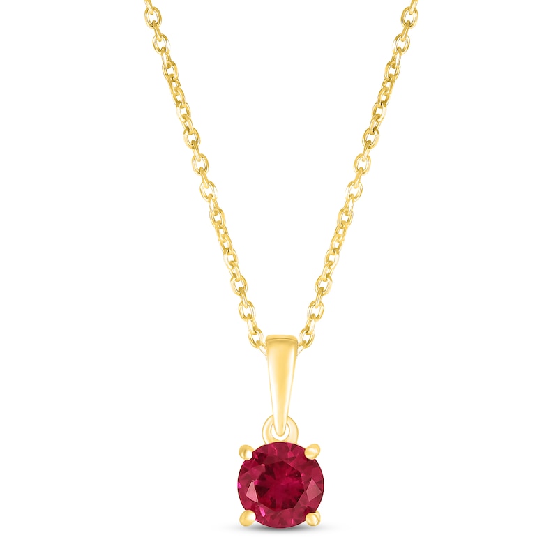 Main Image 1 of Lab-Created Ruby Birthstone Necklace 10K Yellow Gold 18&quot;