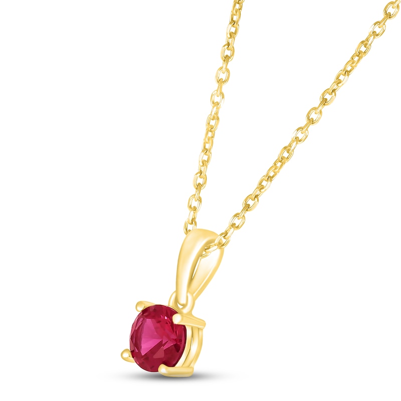 Main Image 2 of Lab-Created Ruby Birthstone Necklace 10K Yellow Gold 18&quot;