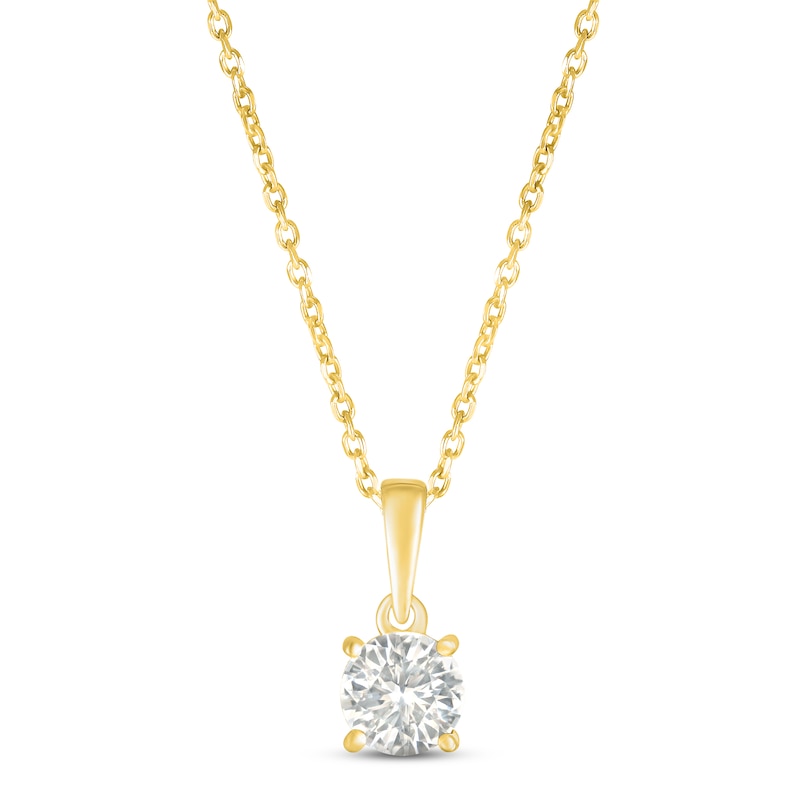 Main Image 1 of White Lab-Created Sapphire Birthstone Necklace 10K Yellow Gold 18&quot;