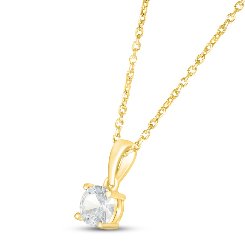 Main Image 2 of White Lab-Created Sapphire Birthstone Necklace 10K Yellow Gold 18&quot;
