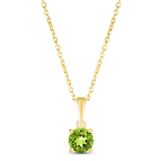 Peridot Birthstone Necklace 10K Yellow Gold 18"