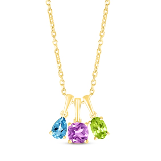 Thumbnail Image 3 of Peridot Birthstone Necklace 10K Yellow Gold 18"