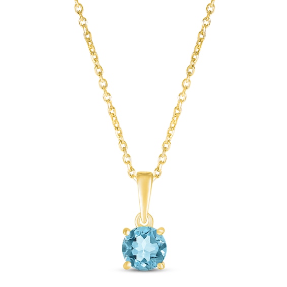 Swiss Blue Topaz Birthstone Necklace 10K Gold 18