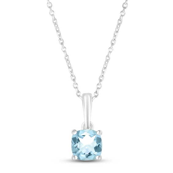 Aquamarine Birthstone Necklace Sterling Silver 18"
