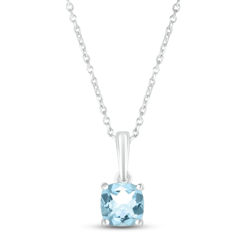 Aquamarine Birthstone Necklace Sterling Silver 18"