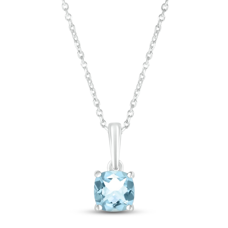 Main Image 1 of Aquamarine Birthstone Necklace Sterling Silver 18"