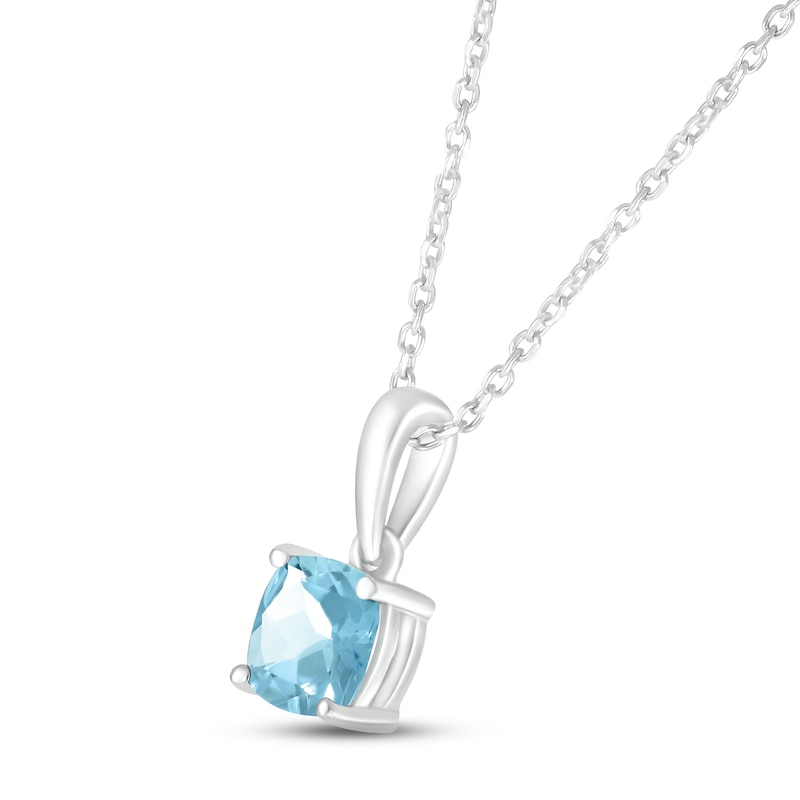 Main Image 2 of Aquamarine Birthstone Necklace Sterling Silver 18"