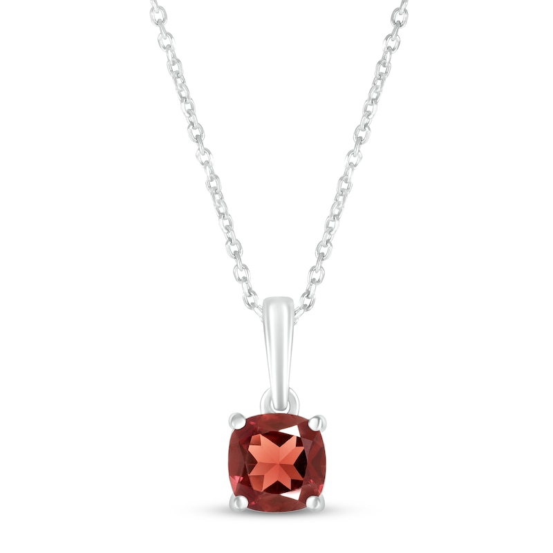 Garnet Birthstone Necklace Sterling Silver 18"