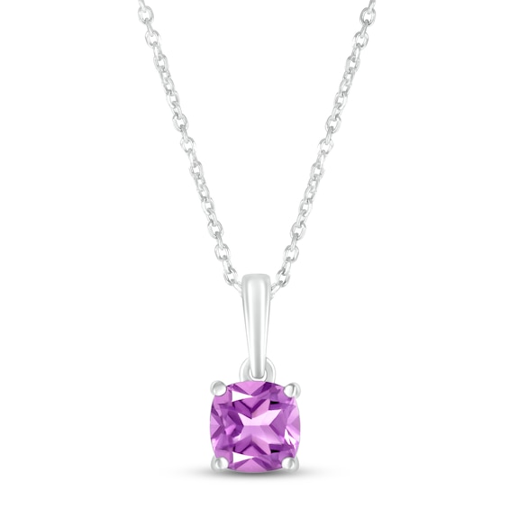 Amethyst Birthstone Necklace Sterling Silver 18"
