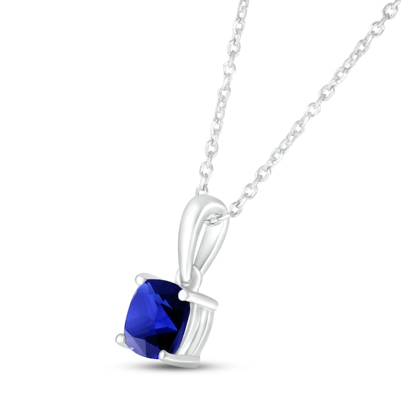 Thumbnail Image 2 of Blue Lab-Created Sapphire Birthstone Necklace Sterling Silver 18"