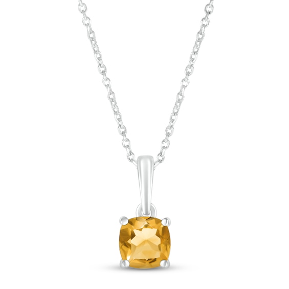 Citrine Birthstone Necklace Sterling Silver 18