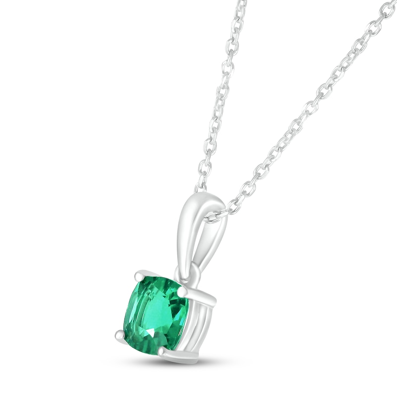 Main Image 2 of Lab-Created Emerald Birthstone Necklace Sterling Silver 18"