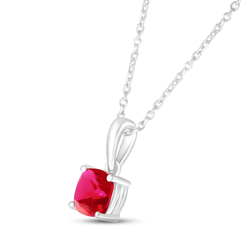 Main Image 2 of Lab-Created Ruby Birthstone Necklace Sterling Silver 18&quot;