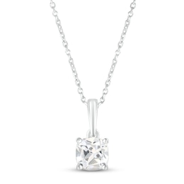 White Lab-Created Sapphire Birthstone Necklace Sterling Silver 18"