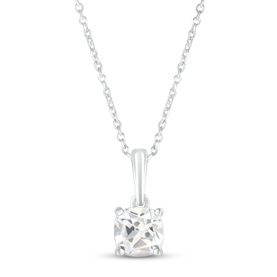 White Lab-Created Sapphire Birthstone Necklace Sterling Silver 18"