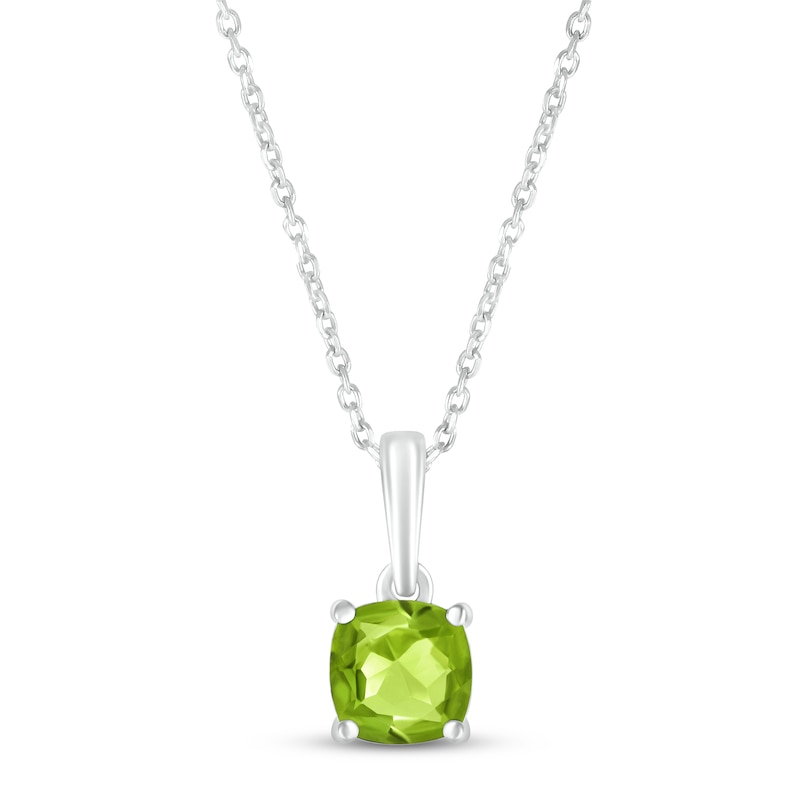 Main Image 1 of Peridot Birthstone Necklace Sterling Silver 18&quot;