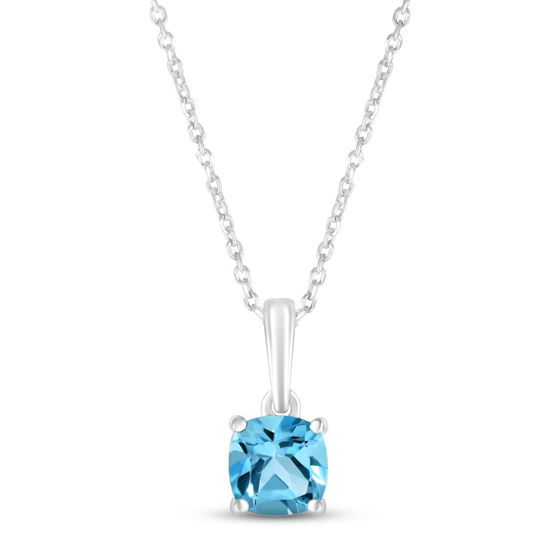 Swiss Blue Topaz Birthstone Necklace Sterling Silver 18"