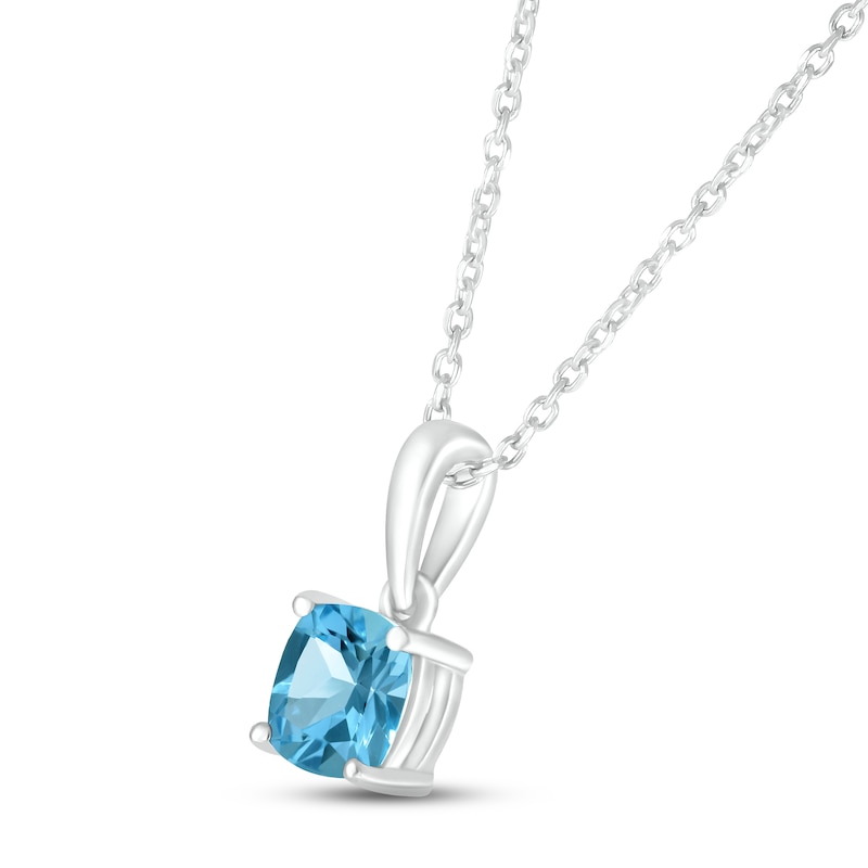 Main Image 2 of Swiss Blue Topaz Birthstone Necklace Sterling Silver 18&quot;